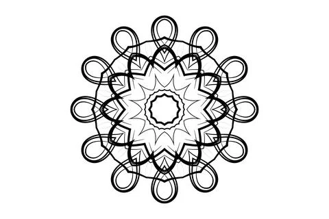 Abstract Mandala Geometric Circular Pattern BW Stock Illustration