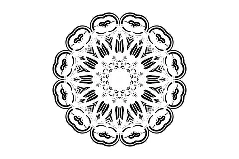 Abstract Mandala Geometric Circular Pattern BW Stock Illustration