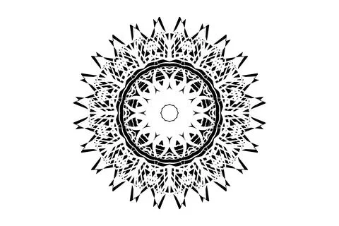 Abstract Mandala Geometric Circular Pattern BW Stock Illustration