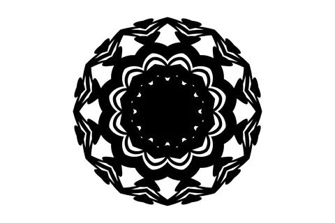 Abstract Mandala Geometric Circular Pattern BW Stock Illustration