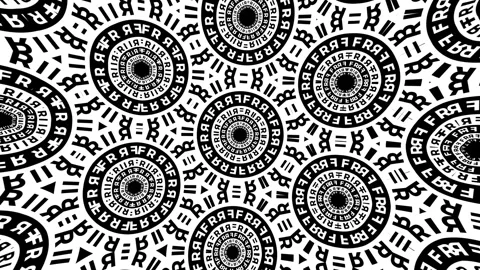 Abstract mandala kaleidoscope background in black and white typographic style, o Stock Footage 333038285