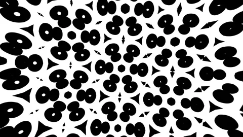 Abstract mandala kaleidoscope background of black and white letters arranged int Stock Footage 333038411