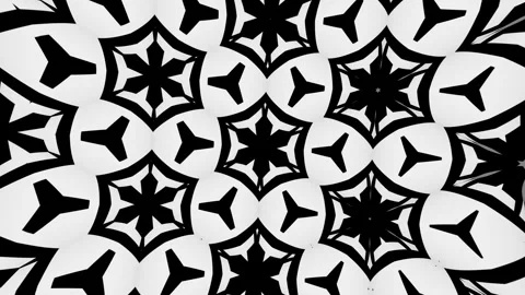 Abstract mandala kaleidoscope background with letters arranged in monochrome hex Stock Footage 333038232