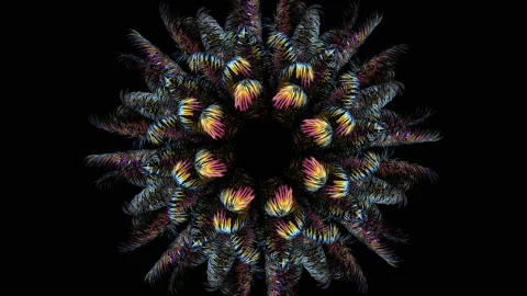 Abstract mandala made of neon branches wavers on a black background. Stock Footage 125951103