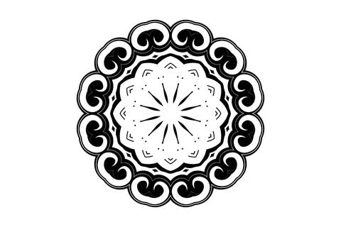 Abstract Mandala Monochrome Circle Design Stock Illustration