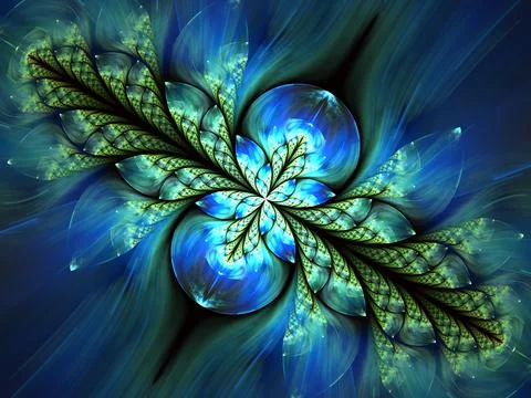 Abstract mandala or flower - computer-generated image. Fractal art: Stock-Illustration