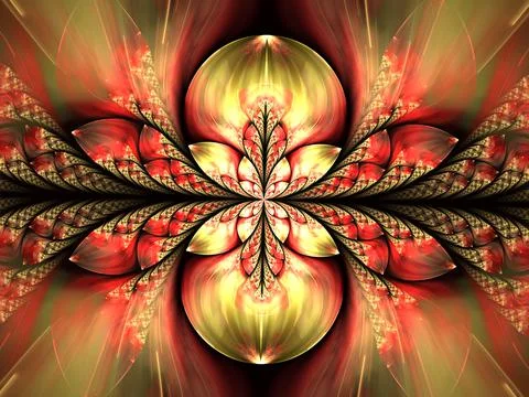 Abstract mandala or flower - computer-generated image. Fractal art: イラスト素材