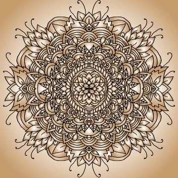 Abstract mandala ornament. Asian pattern. Golden gradient authentic background. 스톡 일러스트