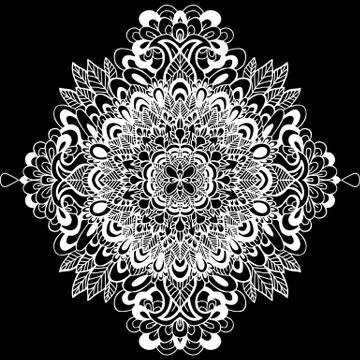 Abstract mandala ornament. Asian pattern. Black and white authentic background Stock Illustration