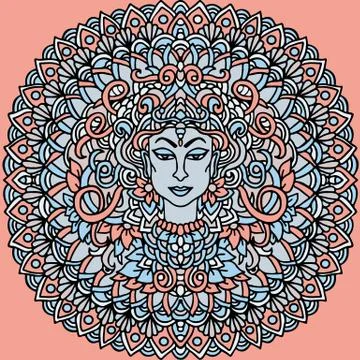 Abstract mandala ornament. Asian pattern. Authentic background. Vector Stock Illustration