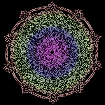 Abstract mandala ornament. Asian pattern. Gradient authentic vector illustration イラスト素材