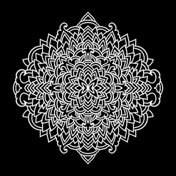 Abstract mandala ornament. Asian pattern. Black and white authentic background Stock Illustration