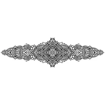 Abstract mandala ornament. Asian pattern. Black and white authentic background Stock Illustration