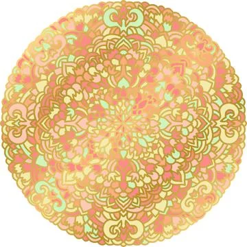 Abstract mandala ornament. Asian pattern. Gold authentic background. Vector Stock Illustration