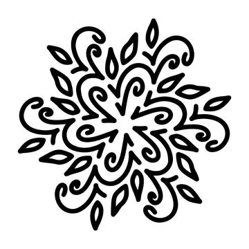 Abstract mandala ornament. Snowflake pattern. Black and white authentic Stock Illustration
