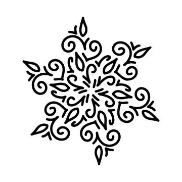 Abstract mandala ornament. Snowflake pattern. Black and white authentic 스톡 일러스트