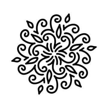 Abstract mandala ornament. Snowflake pattern. Black and white authentic Stock Illustration