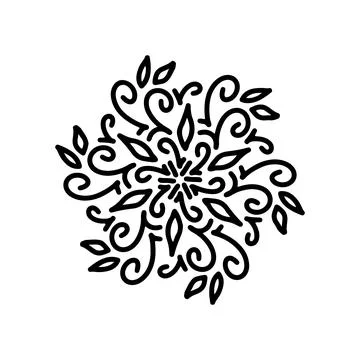 Abstract mandala ornament. Snowflake pattern. Black and white authentic Stock Illustration