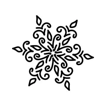 Abstract mandala ornament. Snowflake pattern. Black and white authentic 스톡 일러스트