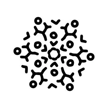 Abstract mandala ornament. Snowflake pattern. Black and white authentic Stock Illustration