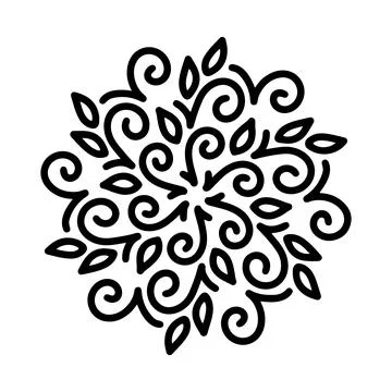 Abstract mandala ornament. Snowflake pattern. Black and white authentic Stock Illustration