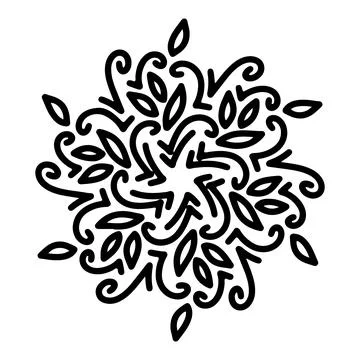 Abstract mandala ornament. Snowflake pattern. Black and white authentic 스톡 일러스트