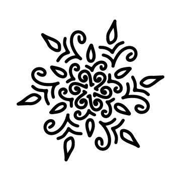 Abstract mandala ornament. Snowflake pattern. Black and white authentic 스톡 일러스트