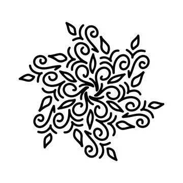 Abstract mandala ornament. Snowflake pattern. Black and white authentic Stock Illustration