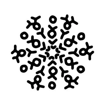 Abstract mandala ornament. Snowflake pattern. Black and white authentic Stock Illustration