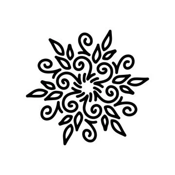 Abstract mandala ornament. Snowflake pattern. Black and white authentic Stock Illustration