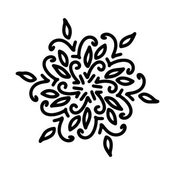 Abstract mandala ornament. Snowflake pattern. Black and white authentic 스톡 일러스트