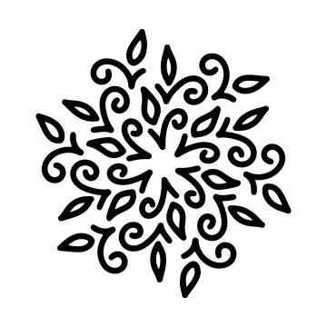 Abstract mandala ornament. Snowflake pattern. Black and white authentic 스톡 일러스트