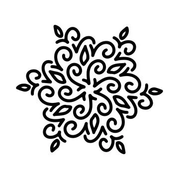 Abstract mandala ornament. Snowflake pattern. Black and white authentic Stock Illustration