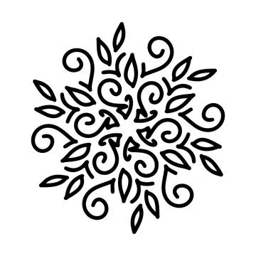 Abstract mandala ornament. Snowflake pattern. Black and white authentic 스톡 일러스트