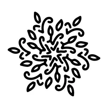 Abstract mandala ornament. Snowflake pattern. Black and white authentic Stock Illustration