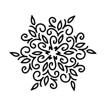 Abstract mandala ornament. Snowflake pattern. Black and white authentic Stock Illustration
