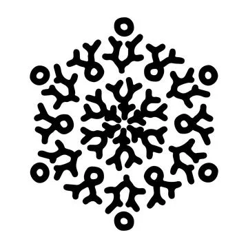 Abstract mandala ornament. Snowflake pattern. Black and white authentic Stock Illustration