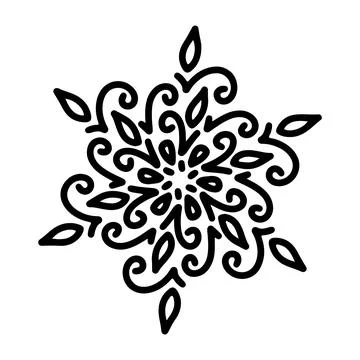 Abstract mandala ornament. Snowflake pattern. Black and white authentic Stock Illustration