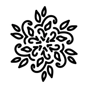 Abstract mandala ornament. Snowflake pattern. Black and white authentic 스톡 일러스트