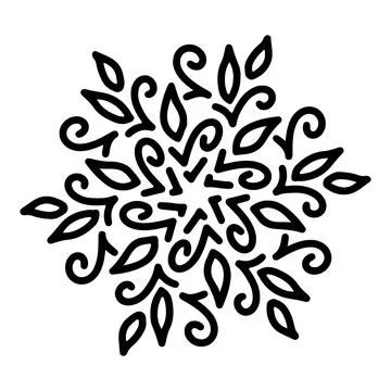 Abstract mandala ornament. Snowflake pattern. Black and white authentic Stock Illustration