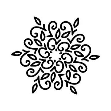 Abstract mandala ornament. Snowflake pattern. Black and white authentic Stock Illustration
