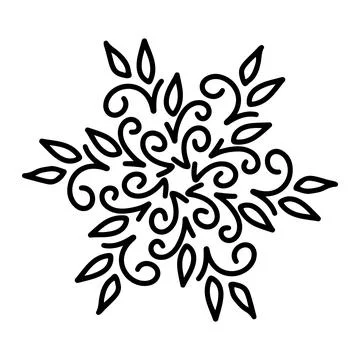 Abstract mandala ornament. Snowflake pattern. Black and white authentic Stock Illustration