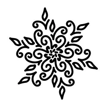 Abstract mandala ornament. Snowflake pattern. Black and white authentic Stock Illustration