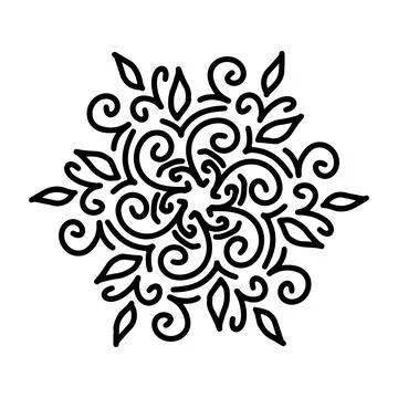 Abstract mandala ornament. Snowflake pattern. Black and white authentic Stock Illustration