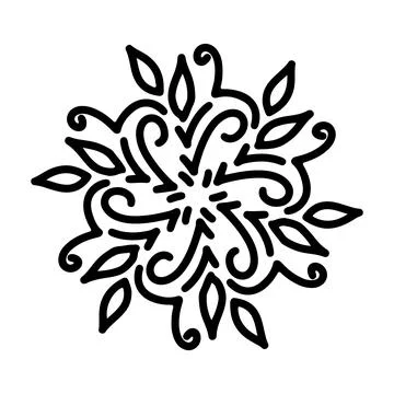 Abstract mandala ornament. Snowflake pattern. Black and white authentic 스톡 일러스트
