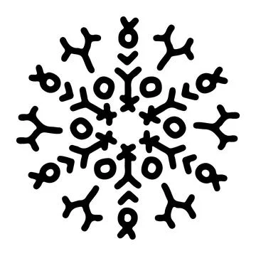 Abstract mandala ornament. Snowflake pattern. Black and white authentic Stock Illustration