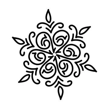 Abstract mandala ornament. Snowflake pattern. Black and white authentic Stock Illustration
