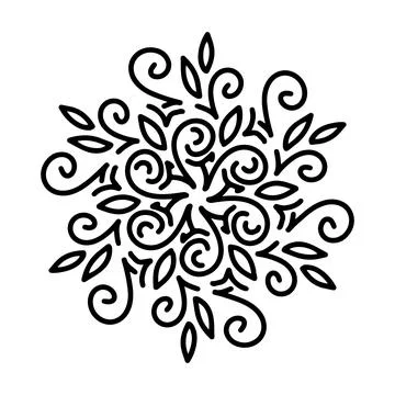 Abstract mandala ornament. Snowflake pattern. Black and white authentic Illustrazione stock