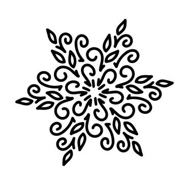 Abstract mandala ornament. Snowflake pattern. Black and white authentic Stock Illustration