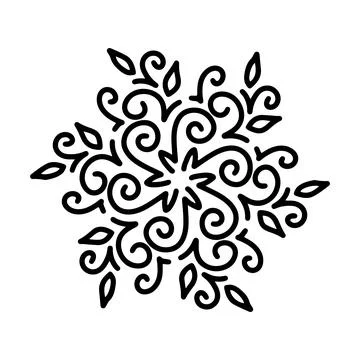 Abstract mandala ornament. Snowflake pattern. Black and white authentic Stock Illustration